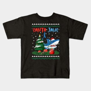 Santa Jaws Christmas Shark Tree Kids Boys Girls Kids T-Shirt